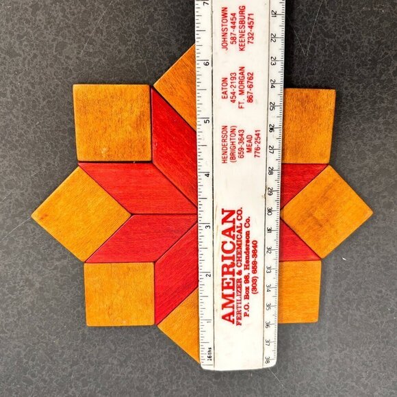 Wooden Trivets Hot Pads Retro Stretchy Star/Square Colorful VTG Set of 3 MCM - Picture 4 of 11